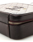 Iridescent Caviar Quilted Medium CC Filigree Vanity Case Burgundy