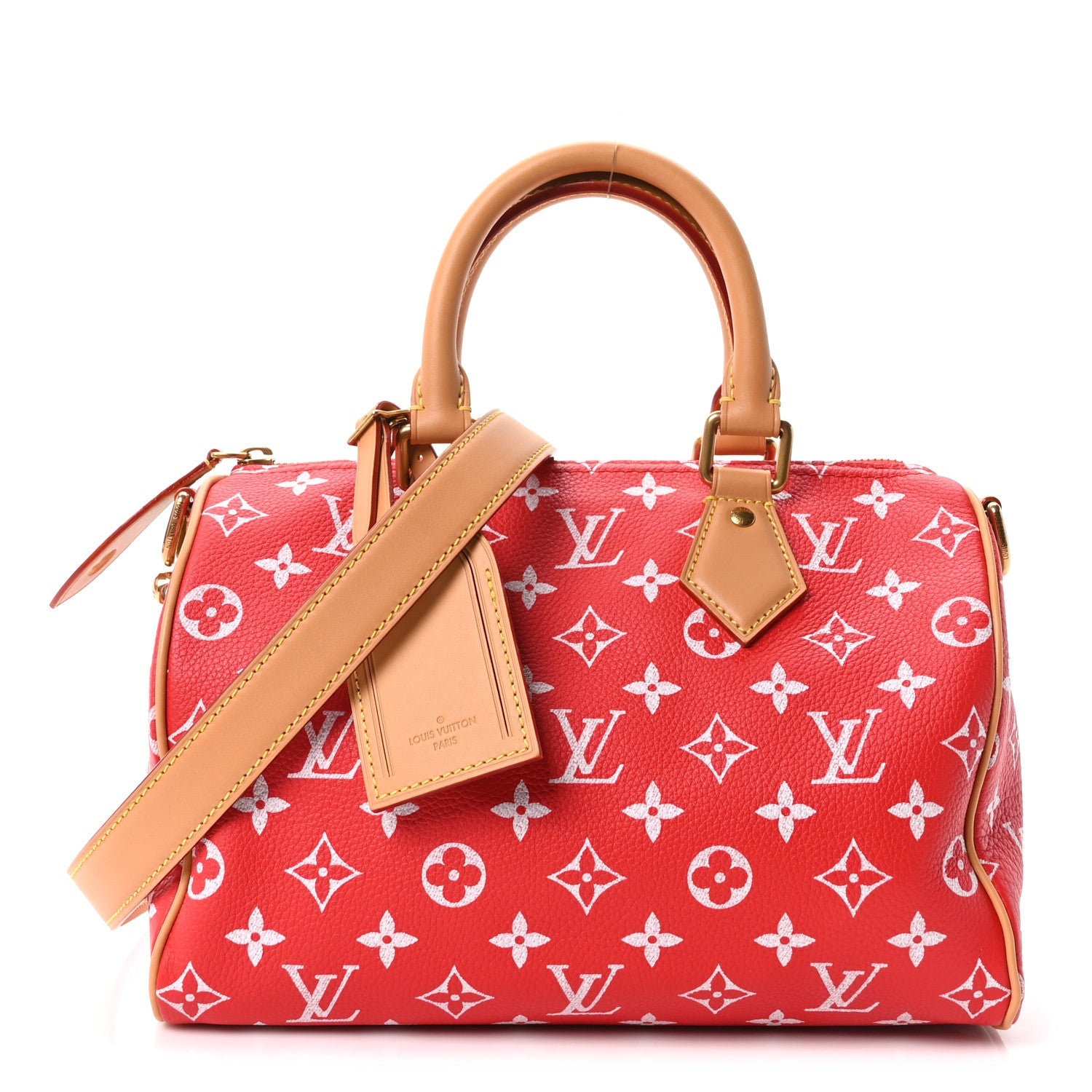 Soft Calfskin Monogram Speedy P9 Bandouliere 25 Red