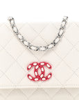 Caviar Quilted CHNL 19 Wallet On Chain WOC White Pink