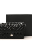 Lambskin Quilted Medium Double Flap Black
