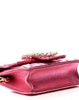 Metallic Nappa Matelasse Crystal Embellished Lady Crossbody Pink