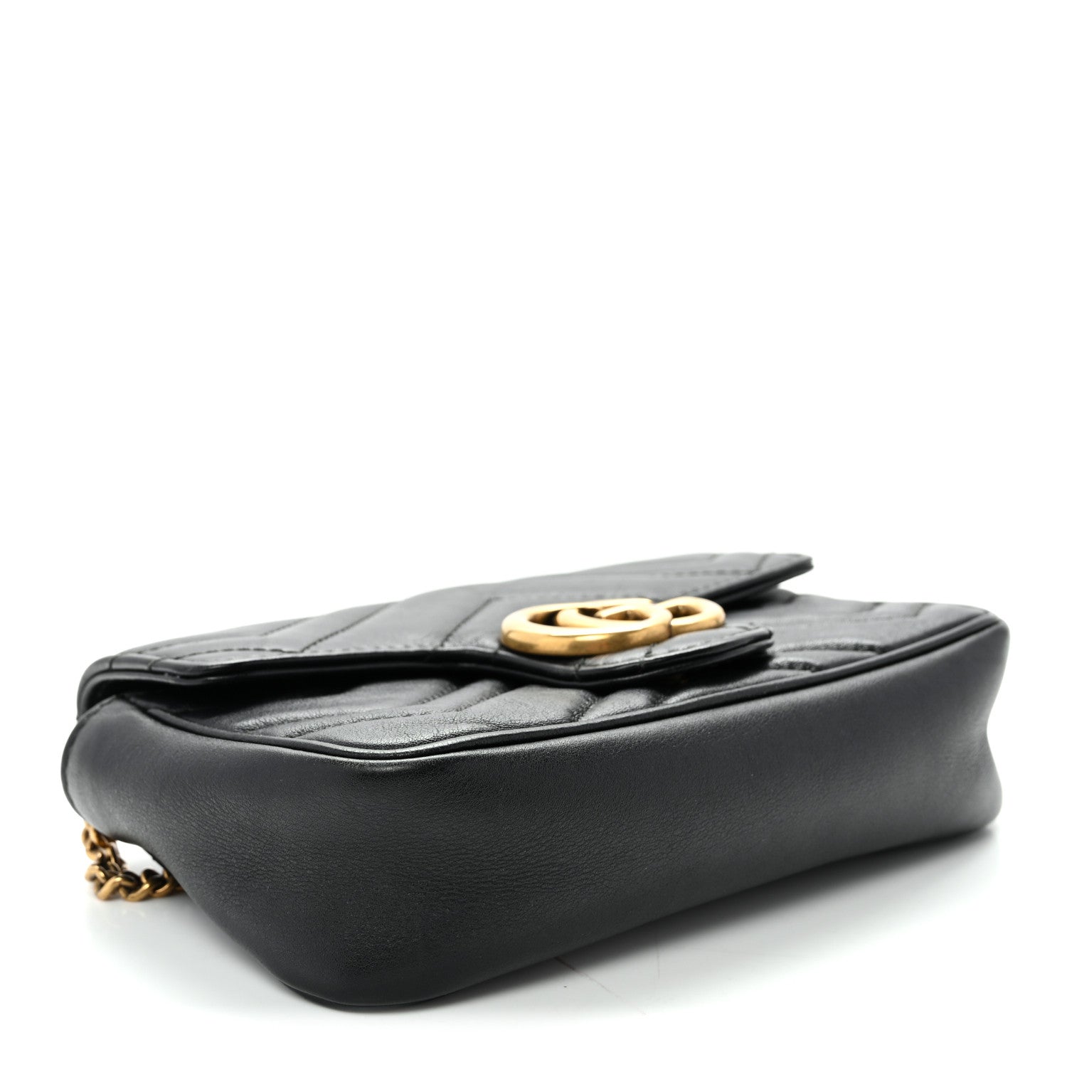 Calfskin Matelasse Super Mini GG Marmont Shoulder Bag Black