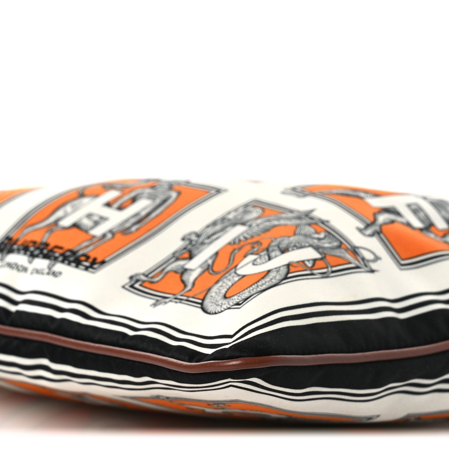 Satin Mythical Alphabet Drawstring Pouch Orange Black White