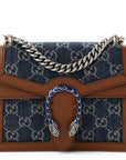 New Denim GG Monogram Dollar Calfskin Enamel Mini Dionysus Shoulder Bag Blue Tea Cuir Epilog Electric Blue