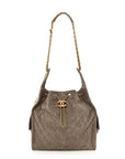 Suede Quilted Medium CHNL 25 Handbag Dark Grey