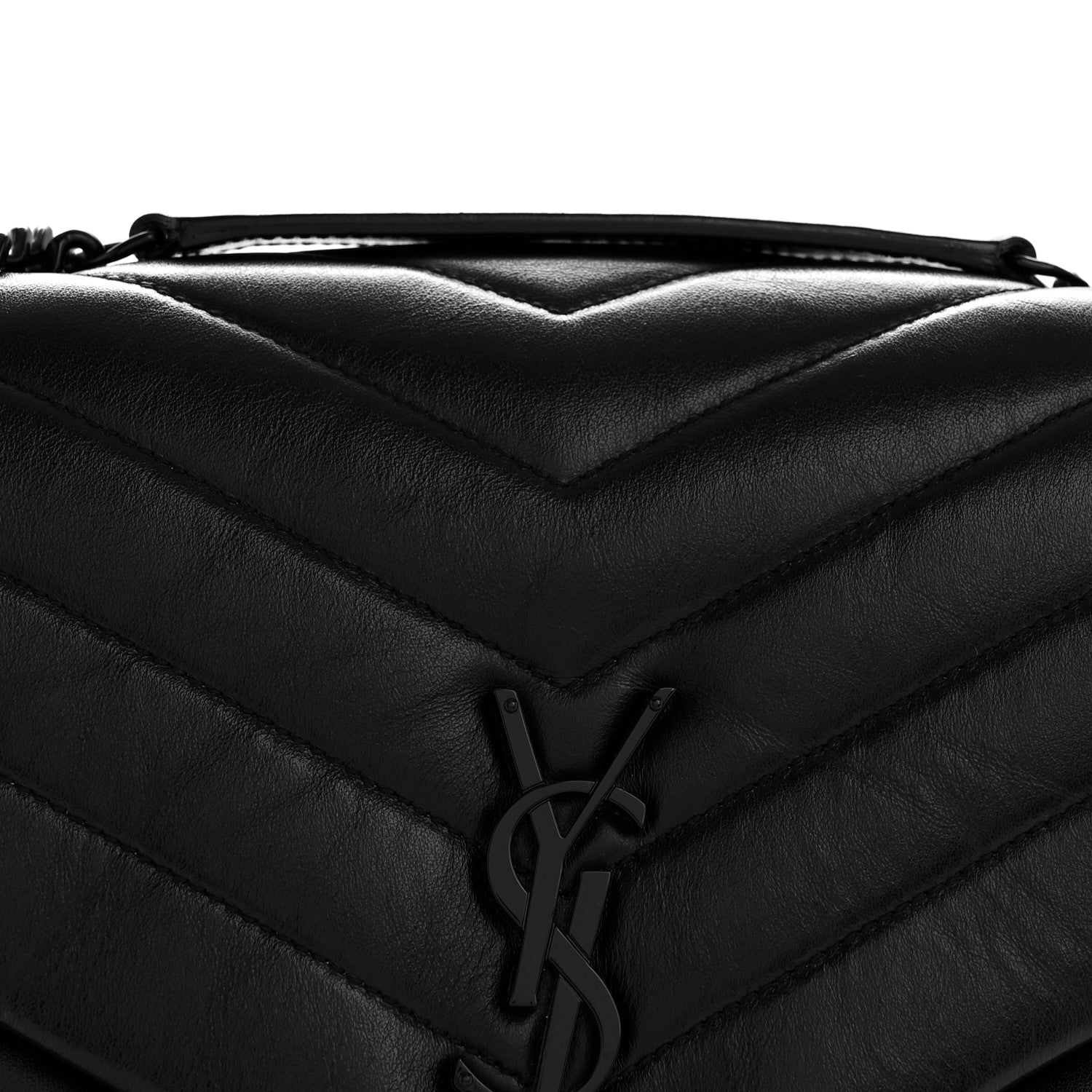 Calfskin Y Quilted Monogram Monochrome Medium Loulou Chain Satchel Black