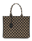 Jacquard Saffiano Triangolo Symbole Embroidered Large Tote Black Corda