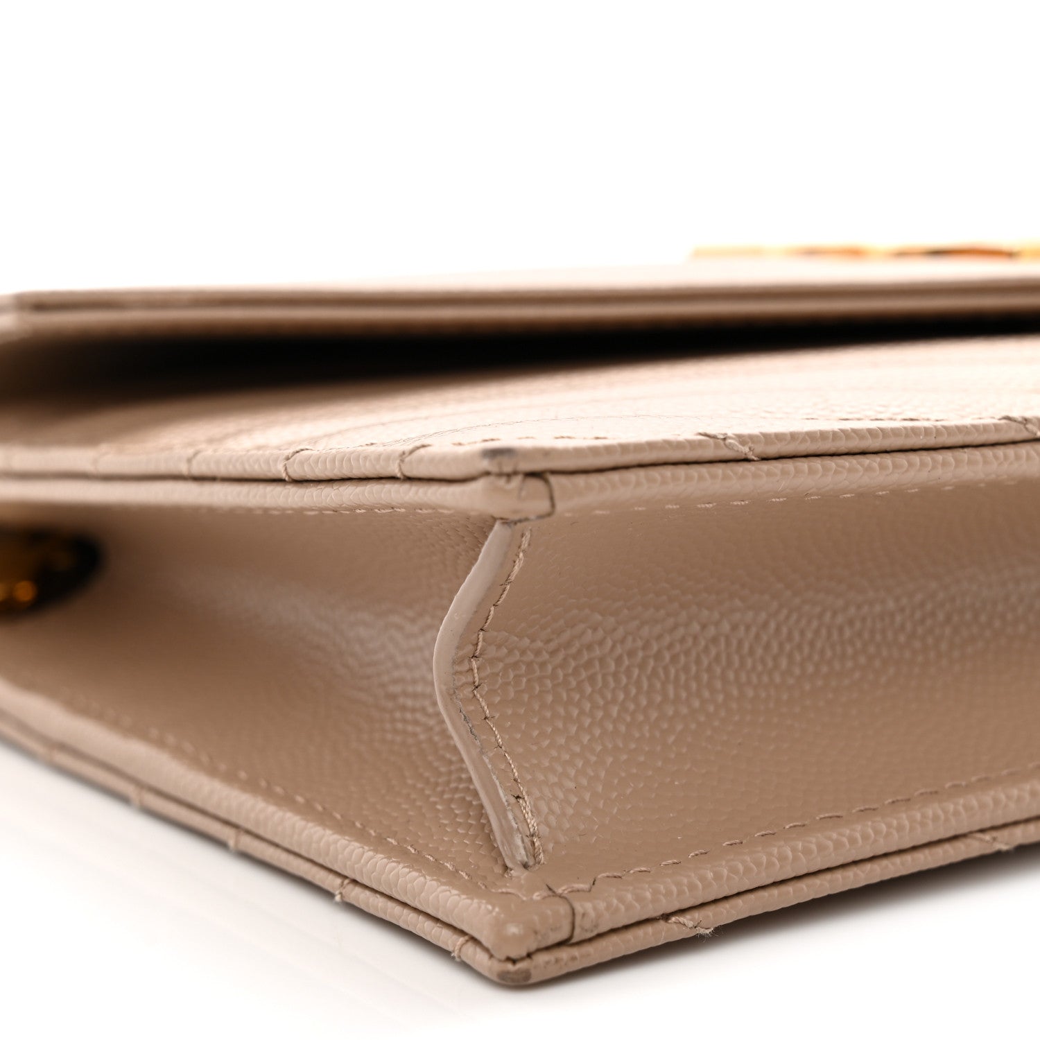 Grain De Poudre Matelasse Chevron Monogram Envelope Chain Wallet Dark Beige