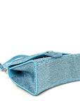 Strass Suede Hourglass Top Handle Bag XS Light Blue