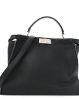 Cuoio Romano Selleria Bi-Color Large Peekaboo Iconic Satchel Black Mou