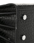 Calfskin Crocodile Embossed Baby Sac De Jour Black