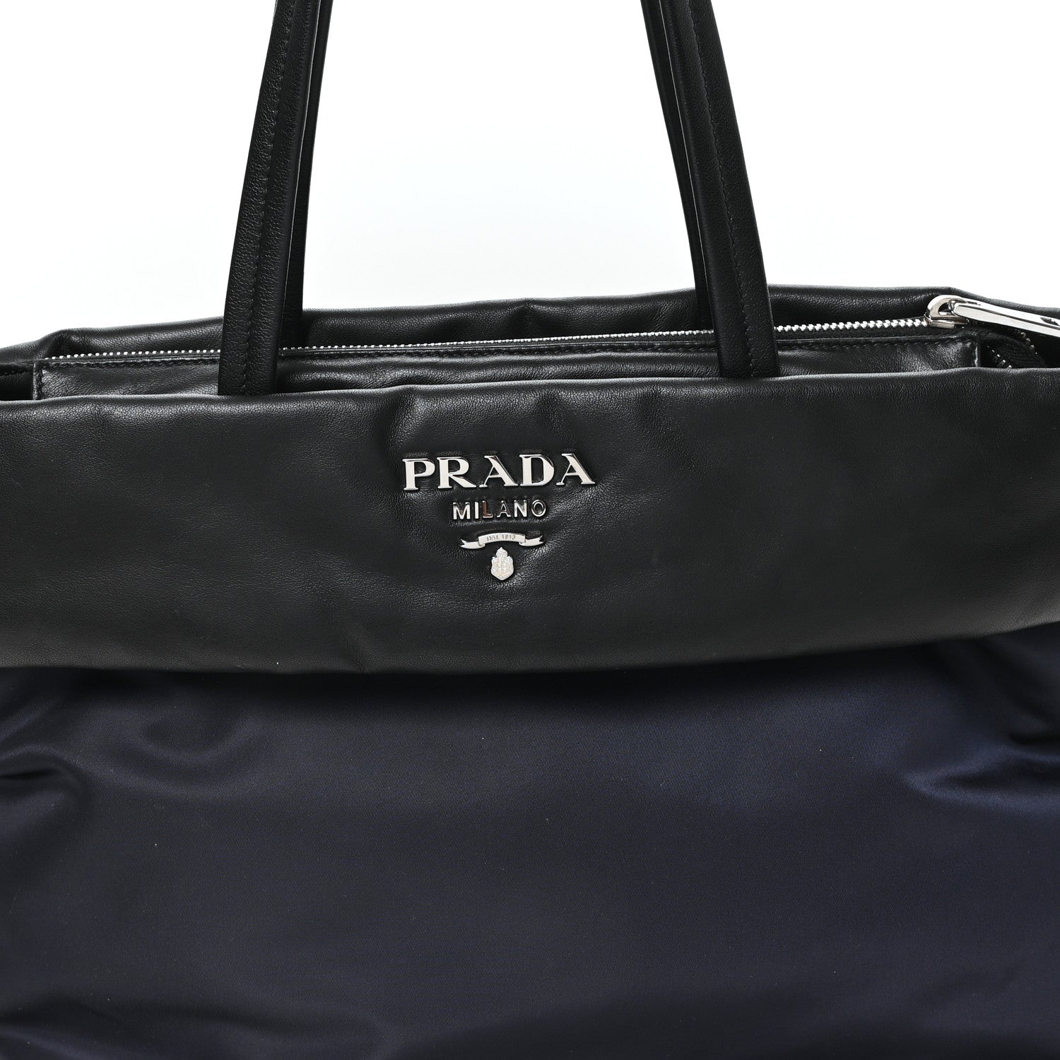 Nappa Nylon Soft Padded Shopping Tote Black Blue