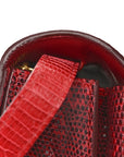 Lizard Medium Classic Box Flap Bag Ruby