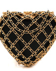 Metal Lambskin Quilted CC Heart Minaudiere Crossbody Black