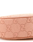 GG Supreme Monogram Textured Calfskin Web Mini Ophidia Half Moon Hobo Rose Pink