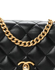 Lambskin Quilted Pillow Crush Wallet On Chain WOC Black