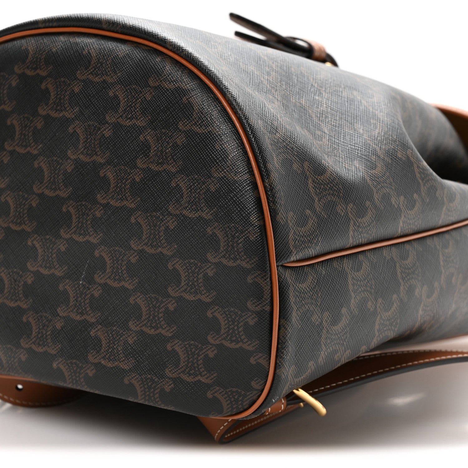Triomphe Canvas Calfskin Folco Backpack Tan