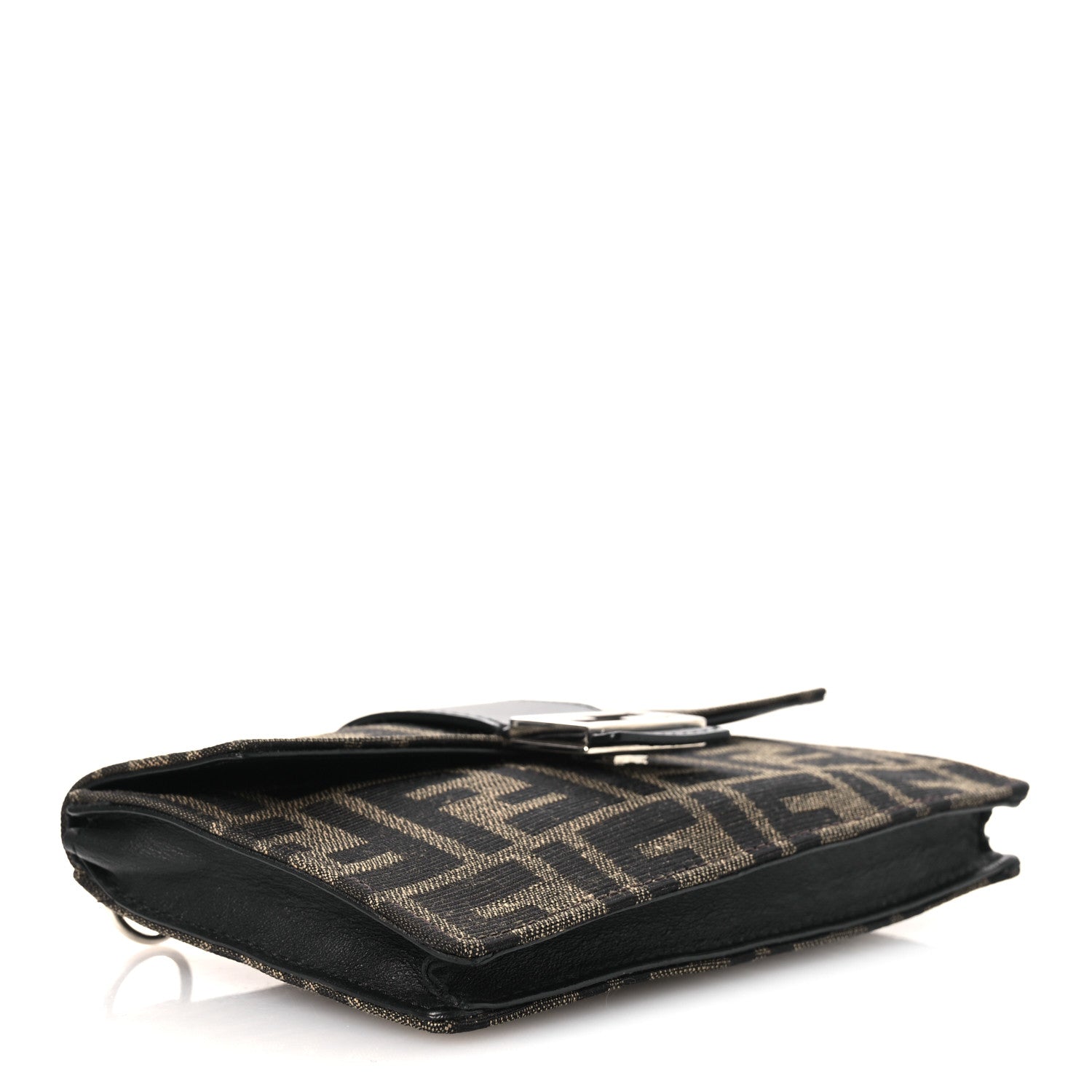Recycled Fabric Jacquard Vitello Grace FF 1974 Baguette Belt Pouch Tobacco Moro Black