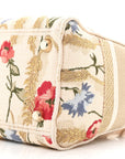 Canvas Embroidered Hibiscus Printed Medium Lady D-Lite Beige Multicolor