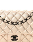 Metallic Lambskin Quilted Medium Double Flap Gold Black