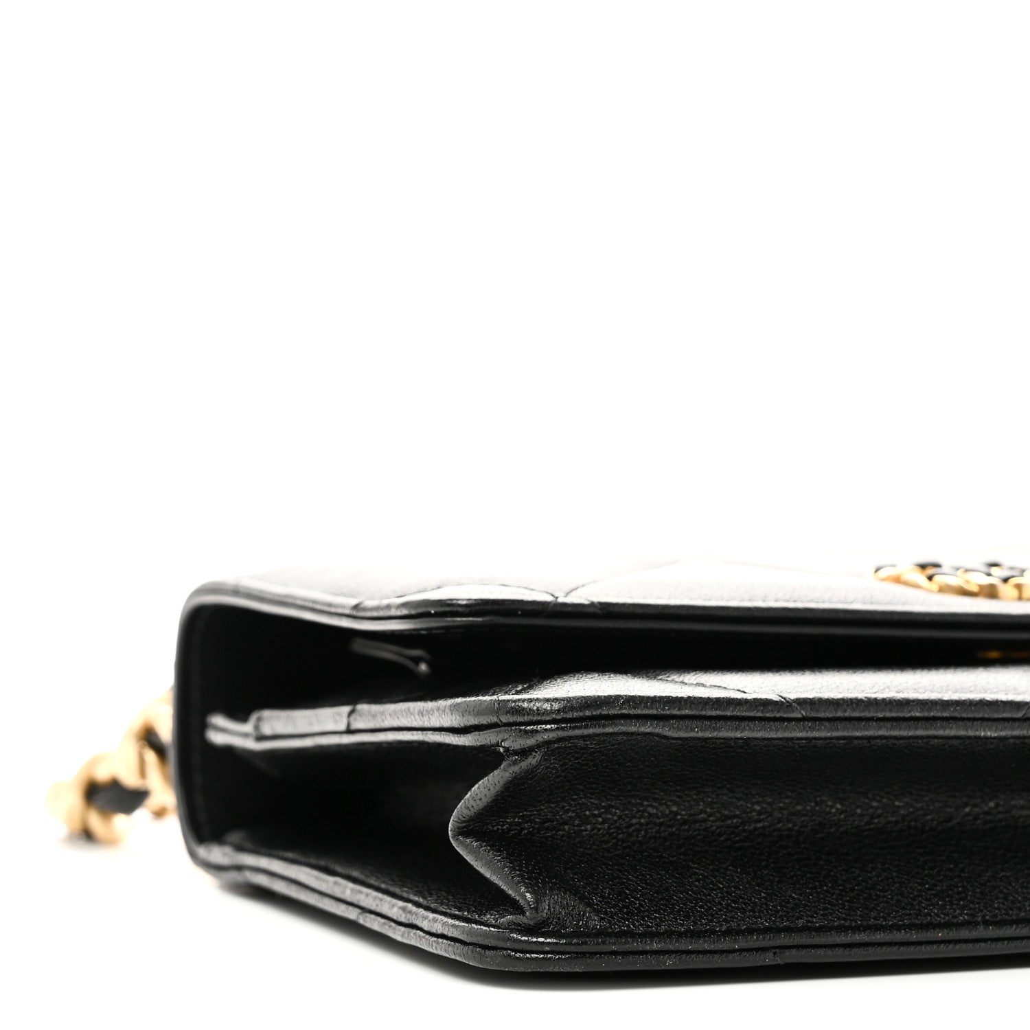 Lambskin Quilted CHNL 19 Wallet On Chain WOC Black