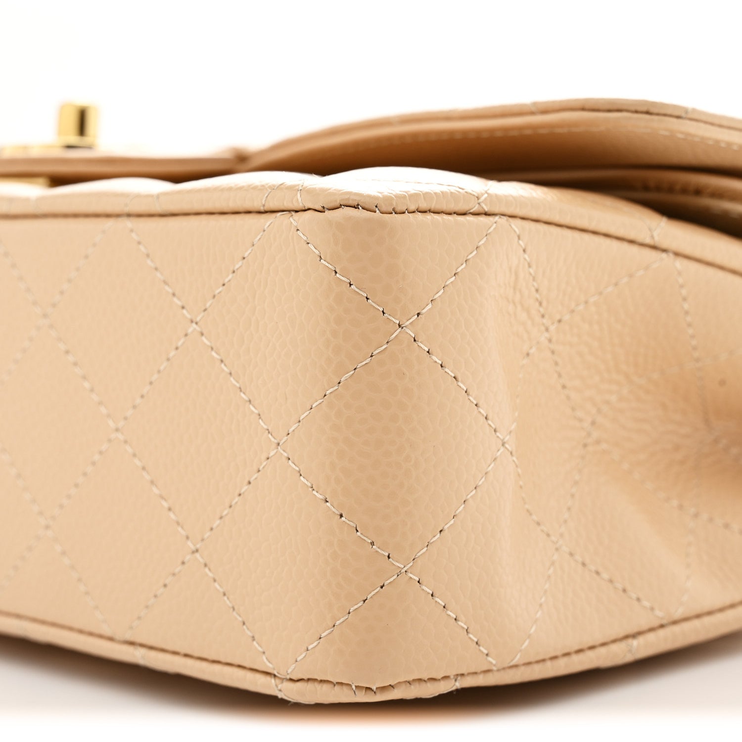 Caviar Quilted Medium Double Flap Beige