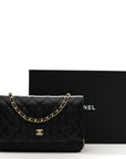Caviar Quilted Wallet on Chain WOC Black