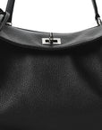 Grained Calfskin Small Rodeo Top Handle Handbag Black
