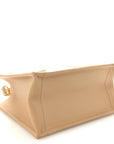 Canvas Calfskin Embroidered Small Plan De Paris Book Tote With Strap Beige