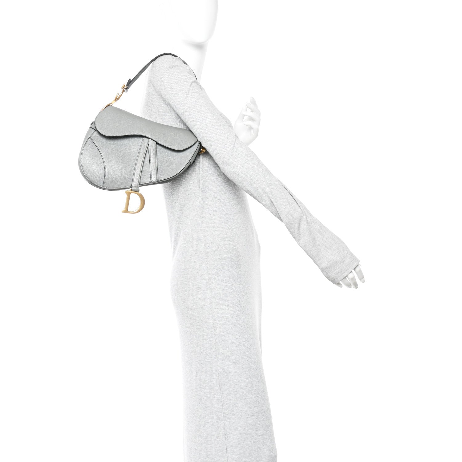 Grained Calfskin Saddle Bag Grey