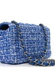 Tweed Quilted Mini Rectangular Flap Blue White