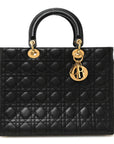 Lambskin Cannage Large Lady D1OR Black