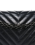 Aged Calfskin Chevron Quilted 2.55 Reissue 225 Flap So Black