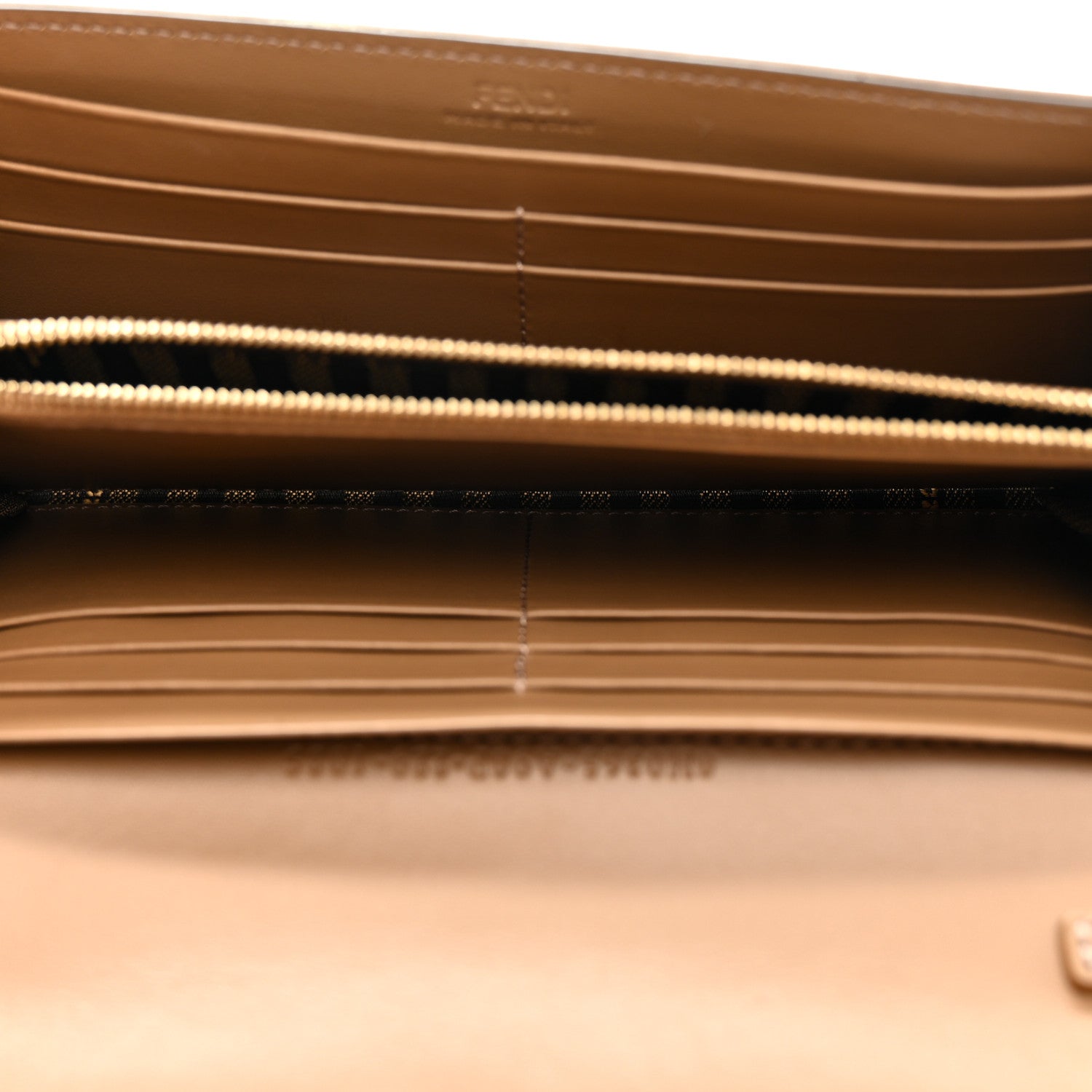 Fabric Jacquard FF 1974 Continental Wallet On Chain Tobacco Moro