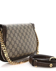 GG Supreme Monogram Textured Dollar Calfskin Blondie Chain Shoulder Flap Bag Beige Ebony New Acero