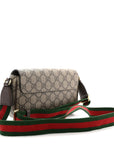 GG Supreme Monogram Textured Dollar Calfskin Web Mini Ophidia Envelope Shoulder Bag Beige Ebony