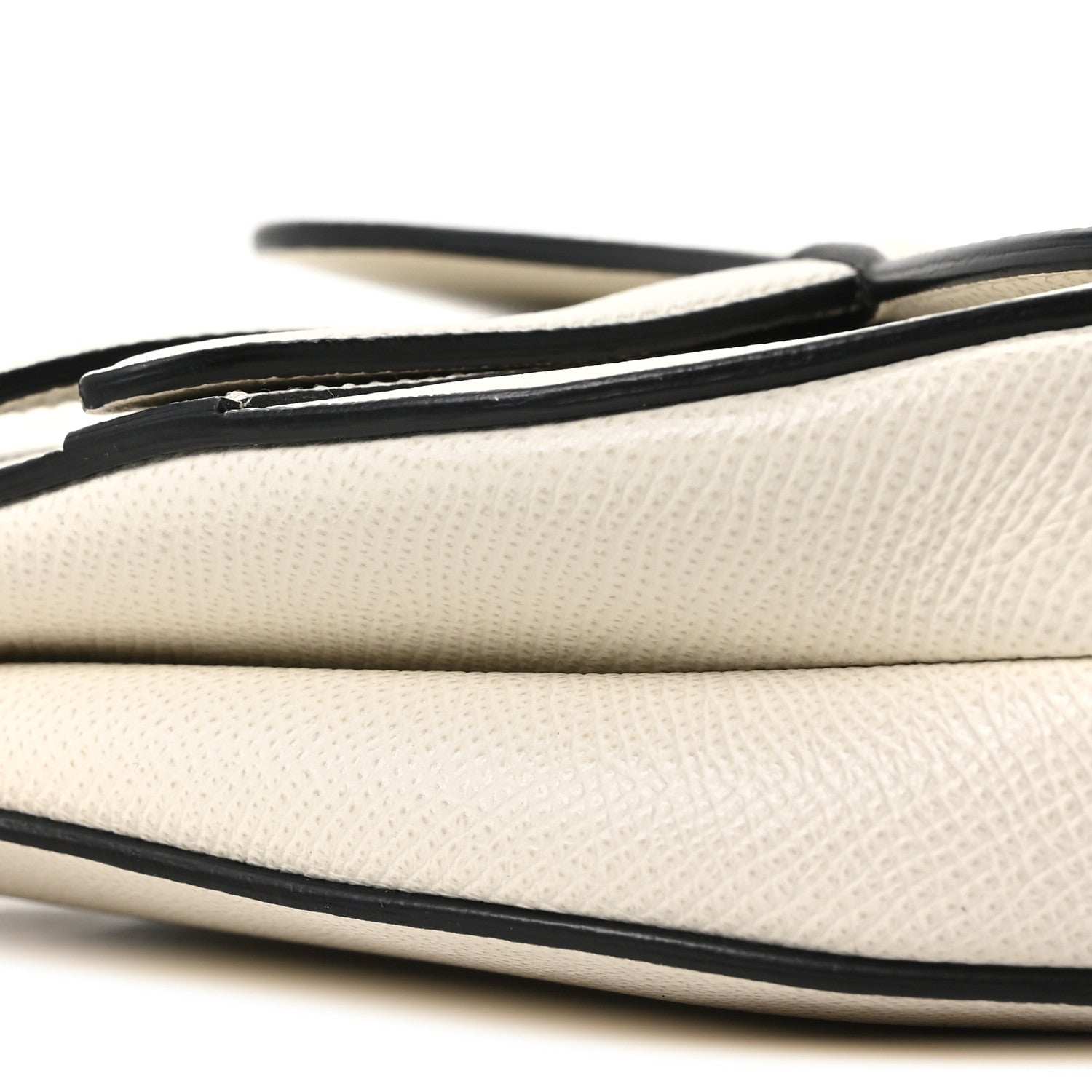 Grained Calfskin Mini Saddle Bag White