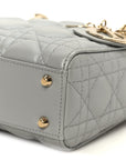 Lambskin Cannage Mini Lady D1OR Gray Opaline