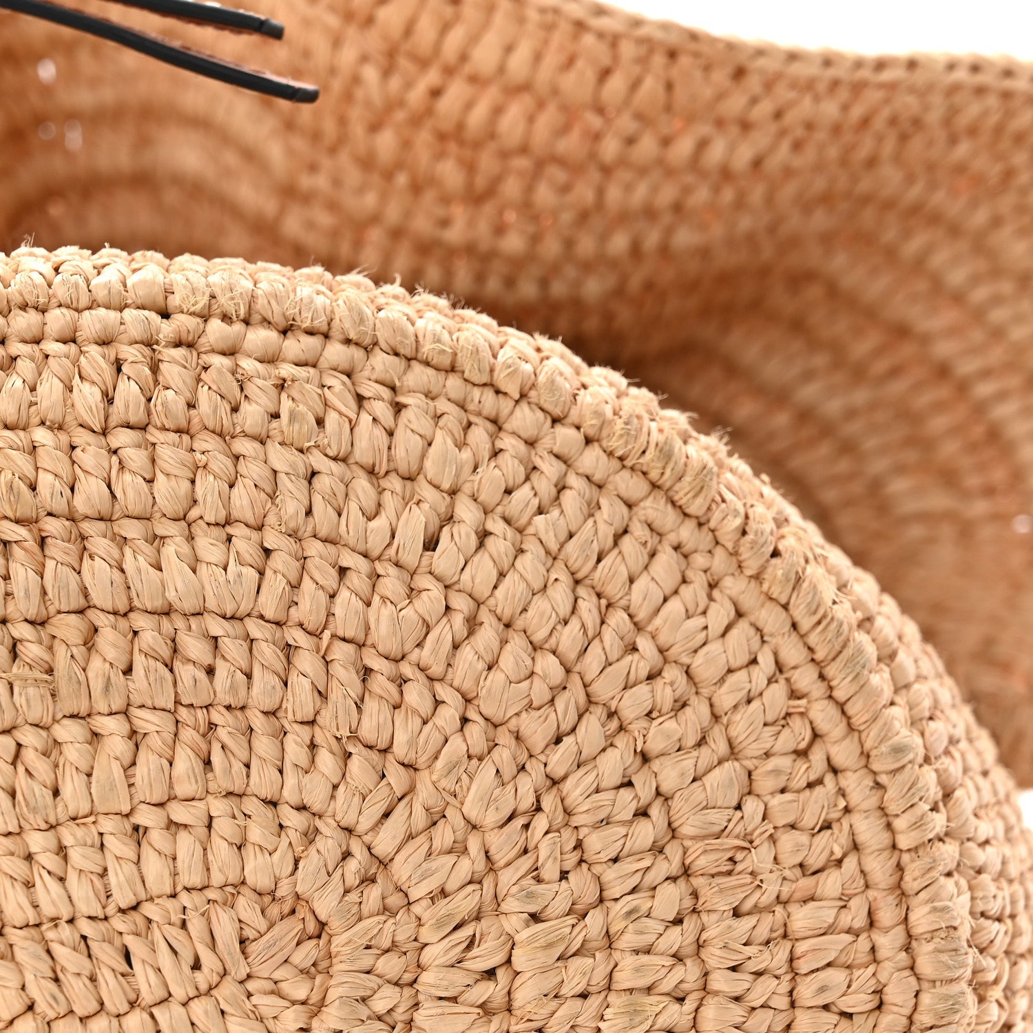 Raffia Calfskin Paulas Ibiza Balloon Ruffle Basket Tote Bag Natural Tan