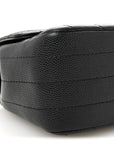 Caviar Chevron Quilted Mini Rectangular Flap Black