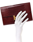 Shiny Alligator Constance Long Wallet Rouge Vif