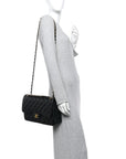 Caviar Quilted Jumbo Double Flap Black