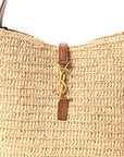 Raffia Calfskin Le 5 A 7 Small Hobo Natural Brick
