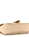 Raffia Elaphe Matelasse Small GG Marmont Shoulder Bag Natural Cream Brown