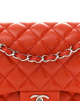 Lambskin Quilted Jumbo Double Flap Red