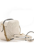 Calfskin Matelasse Small GG Marmont Chain Shoulder Bag White