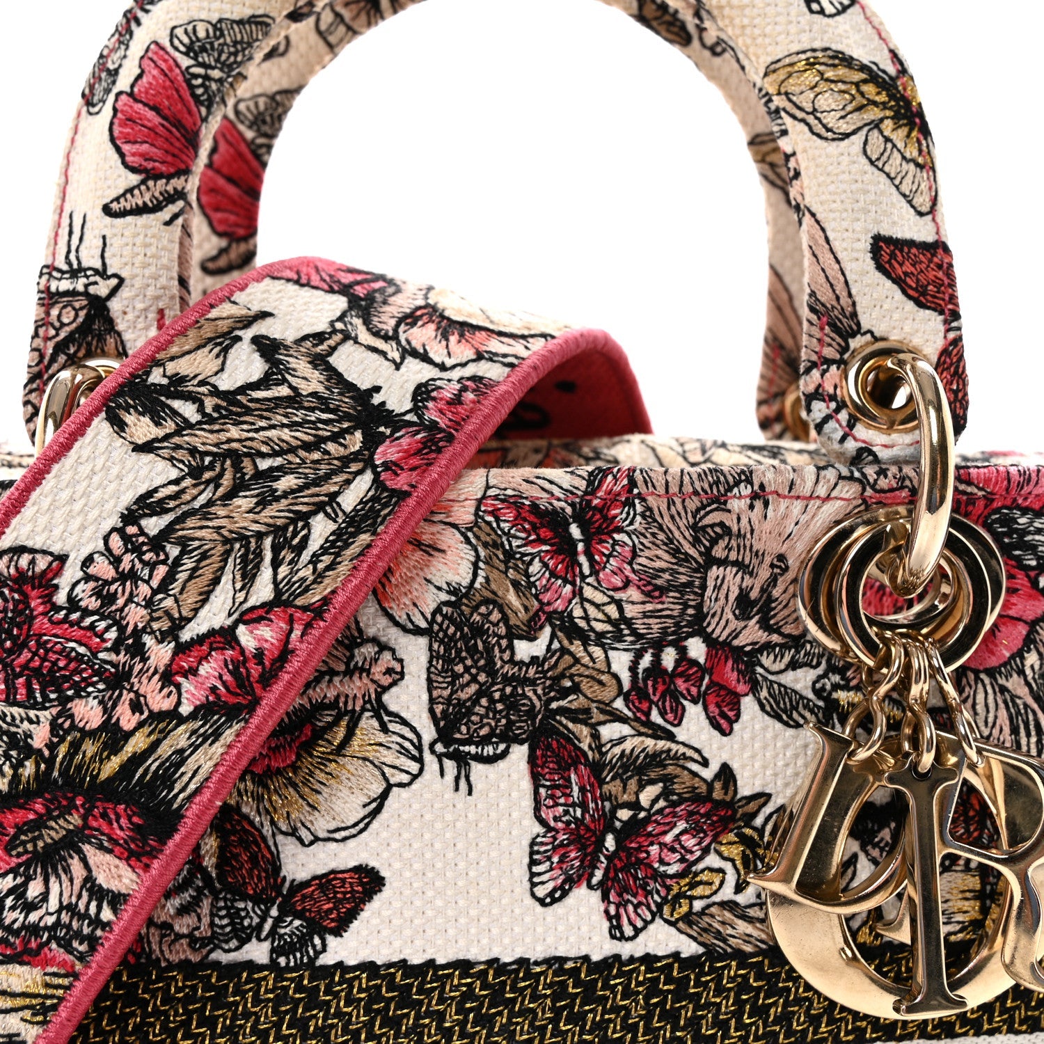 Canvas Embroidered Butterfly Print Medium Lady D-Lite  Multicolor