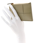 Nappa Maxi Intrecciato Cassette Zipped Card Case Travertine