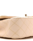 Caviar Quilted Medium Double Flap Light Beige