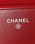 Lambskin Quilted Wallet On Chain WOC Red